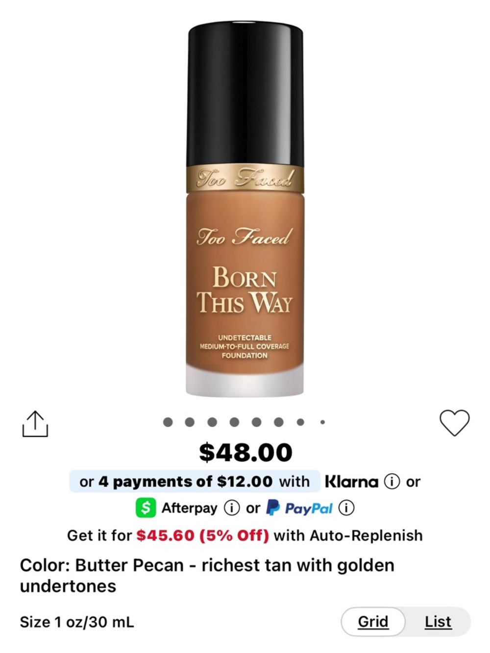 Too Faced Born This Way Foundation - Butter Pecan (Rich Tan)